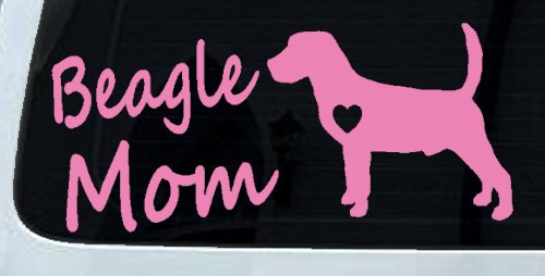 Beagle Mom Dog Car or Truck Window Decal Sticker (Pink)