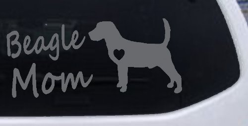 Beagle Mom Dog Car or Truck Window Decal Sticker (Silver)