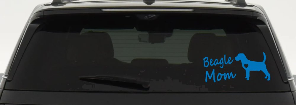 Beagle Mom Dog Car or Truck Window Vinyl Decal Sticker (Sky Blue)