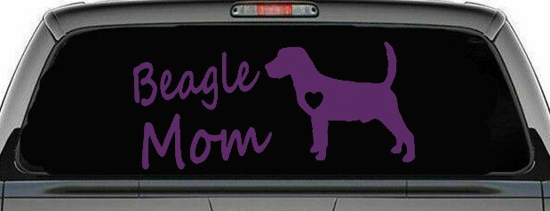 Beagle Mom Dog Car or Truck Window Decal Sticker (Violet)