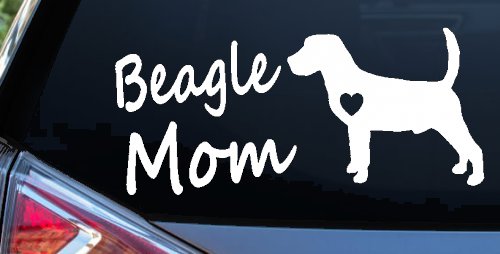 Beagle Mom Dog Car or Truck Window Decal Sticker (White)