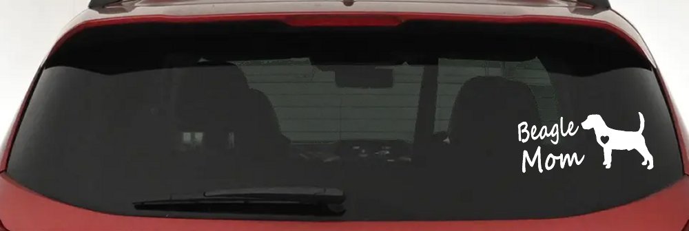 Beagle Mom Dog Car or Truck Window Decal Sticker (White)