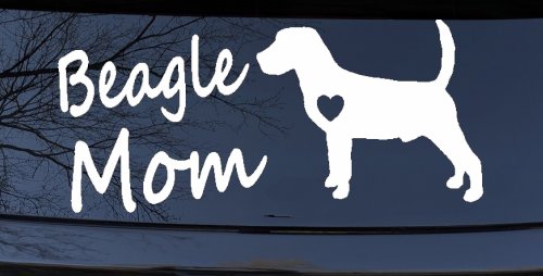 Beagle Mom Dog Car or Truck Window Decal Sticker (White)