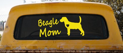 Beagle Mom Dog Car or Truck Window Decal Sticker (Yellow)