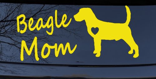Beagle Mom Dog Car or Truck Window Decal Sticker (Yellow)