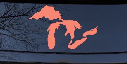 Great Lakes Car or Truck Window Decal Sticker (Coral)