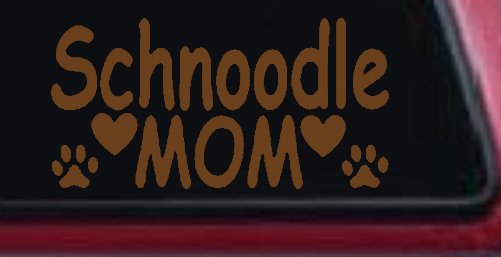 Schnoodle Mom with Dog Paw Prints Car or Truck Window Decal Sticker (Copper)