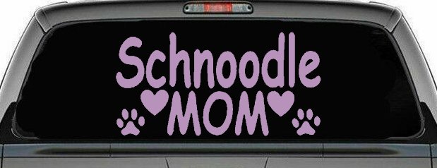 Schnoodle Mom with Dog Paw Prints Car or Truck Window Decal Sticker (Lilac)