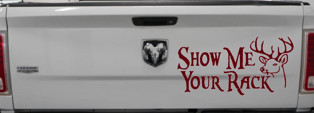 Show Me Your Rack Funny Deer Hunting Hunting Car or Truck Window Decal Sticker (Purple Red)