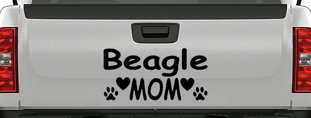Beagle Mom With Dog Paw Prints Car or Truck Window Decal Sticker