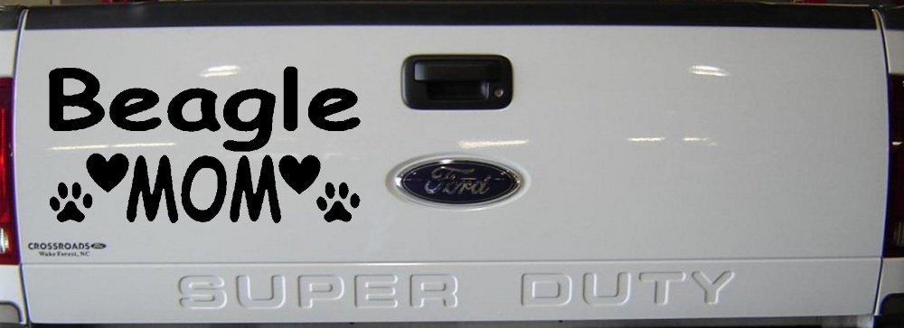 Beagle Mom With Dog Paw Prints Car or Truck Window Decal Sticker (Black)