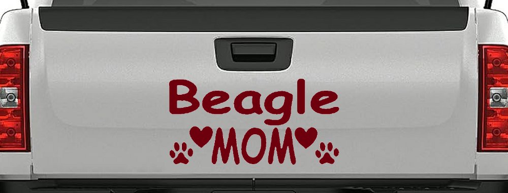 Beagle Mom With Dog Paw Prints Car or Truck Window Decal Sticker