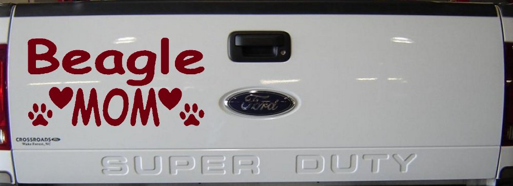 Beagle Mom With Dog Paw Prints Car or Truck Window Decal Sticker