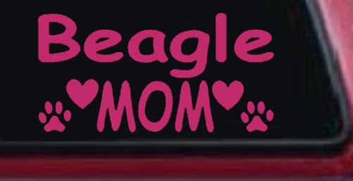 Beagle Mom With Dog Paw Prints Car or Truck Window Decal Sticker
