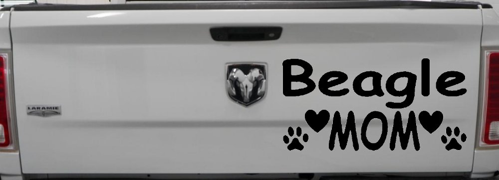 Beagle Mom With Dog Paw Prints Car or Truck Window Decal Sticker