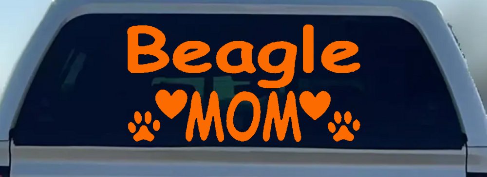 Beagle Mom With Dog Paw Prints Car or Truck Window Decal Sticker