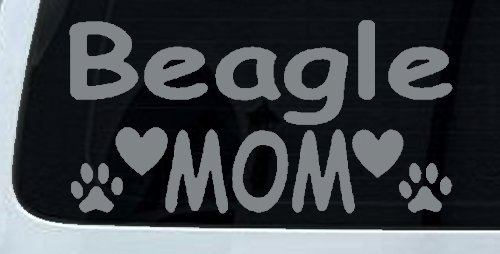 Beagle Mom With Dog Paw Prints Car or Truck Window Vinyl Decal Sticker (Telegrey)