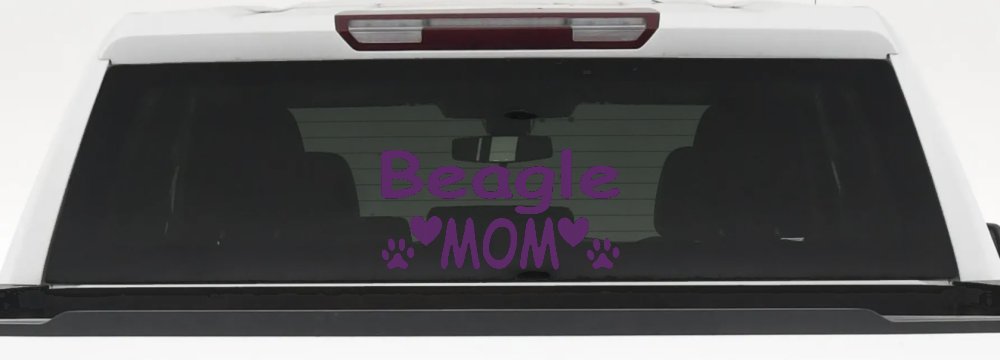 Beagle Mom With Dog Paw Prints Car or Truck Window Decal Sticker (Violet)