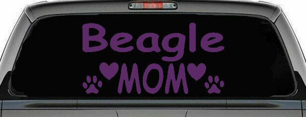 Beagle Mom With Dog Paw Prints Car or Truck Window Decal Sticker (Violet)