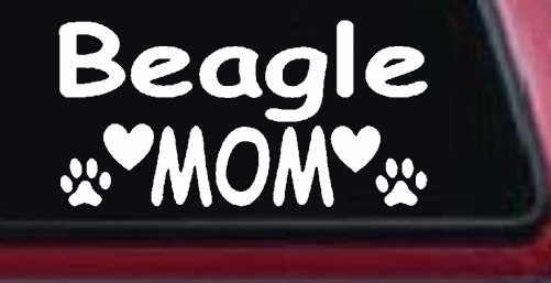 Beagle Mom With Dog Paw Prints Car or Truck Window Decal Sticker