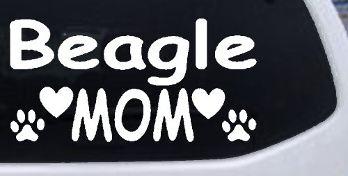 Beagle Mom With Dog Paw Prints Car or Truck Window Decal Sticker