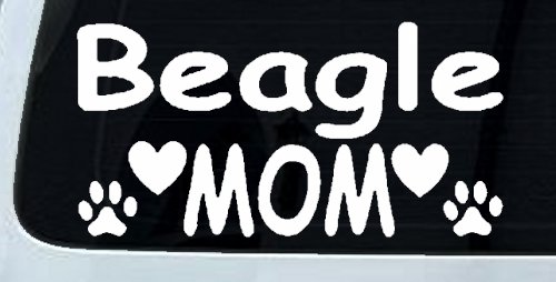 Beagle Mom With Dog Paw Prints Car or Truck Window Decal Sticker