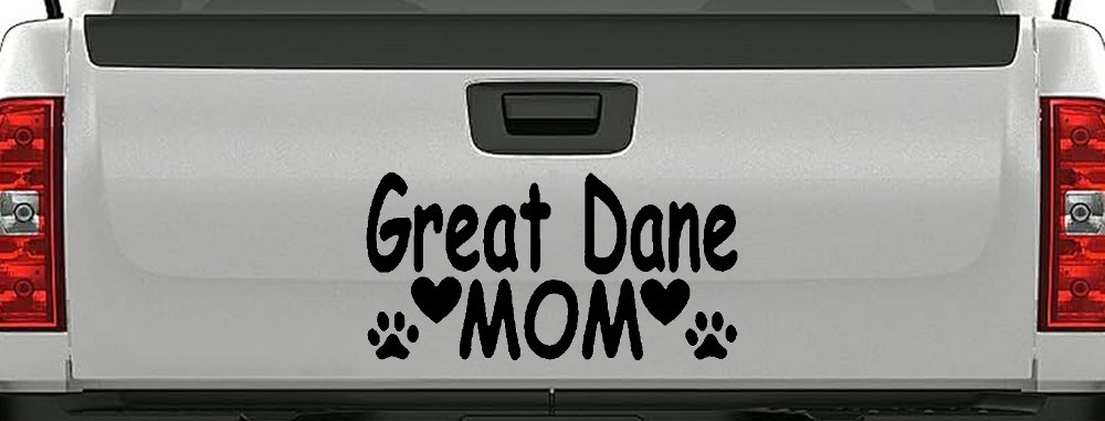 Great Dane Mom With Dog Paw Prints Car or Truck Window Decal Sticker (Black)