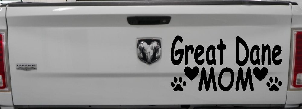 Great Dane Mom With Dog Paw Prints Car or Truck Window Decal Sticker (Black)