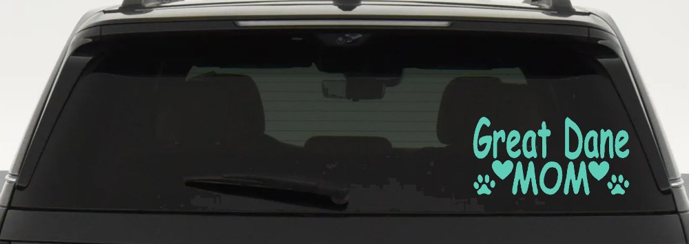 Great Dane Mom With Dog Paw Prints Car or Truck Window Vinyl Decal Sticker (Mint)