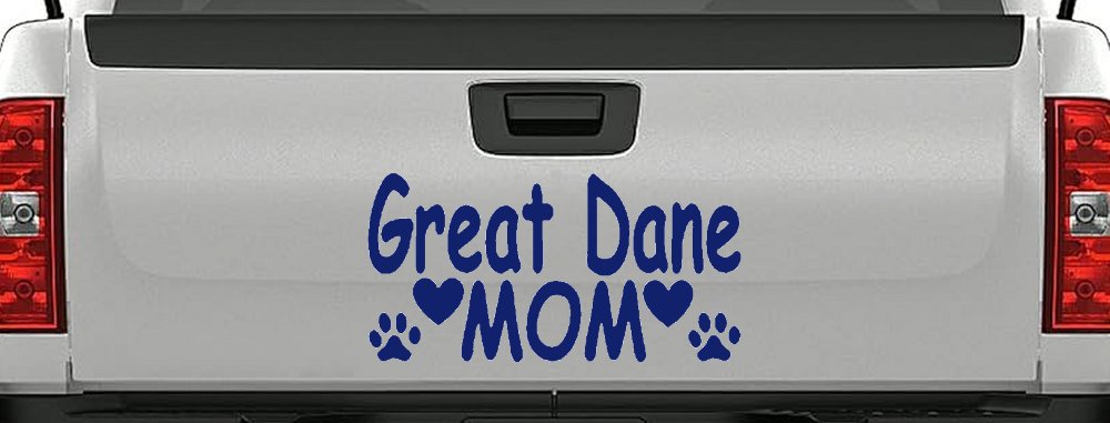 Great Dane Mom With Dog Paw Prints Car or Truck Window Decal Sticker (Navy)