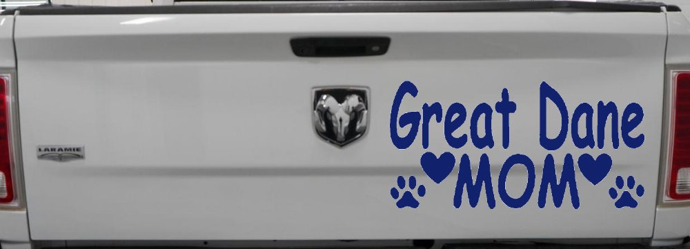Great Dane Mom With Dog Paw Prints Car or Truck Window Decal Sticker (Navy)