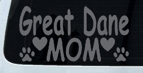 Great Dane Mom With Dog Paw Prints Car or Truck Window Vinyl Decal Sticker (Silver)