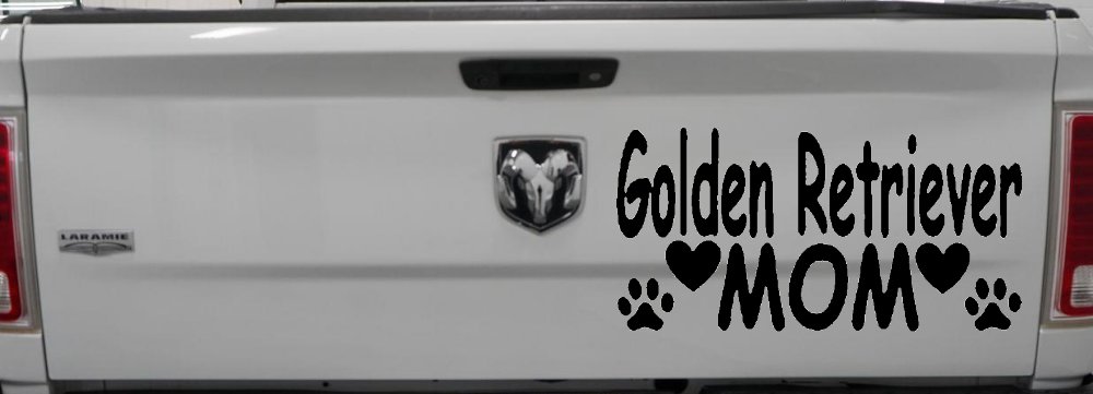 Golden Retriever Mom With Dog Paw Prints Car or Truck Window Decal Sticker (Black)