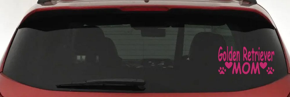 Golden Retriever Mom With Dog Paw Prints Car or Truck Window Decal Sticker (Hot Pink)