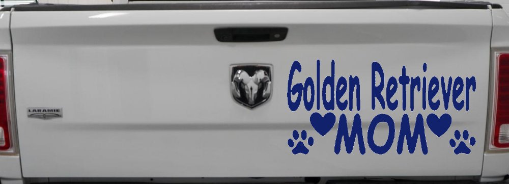 Golden Retriever Mom With Dog Paw Prints Car or Truck Window Decal Sticker (Navy)