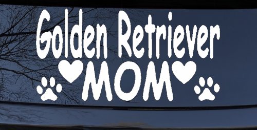 Golden Retriever Mom With Dog Paw Prints Car or Truck Window Decal Sticker (White)