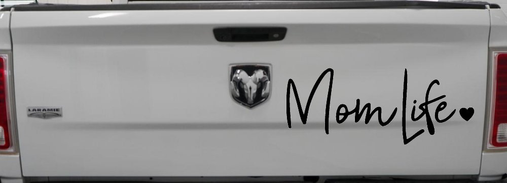 Mom Life with Heart Car or Truck Window Decal Sticker (Black)