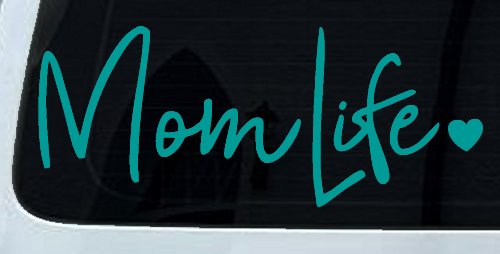 Mom Life with Heart Car or Truck Window Decal Sticker (Turquoise)