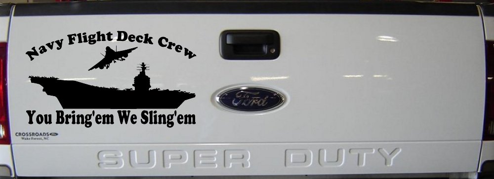 Aircraft Carrier Navy Flight Deck Crew You Bring Them We Sling Them Military Car or Truck Window Vinyl Decal Sticker (Black)