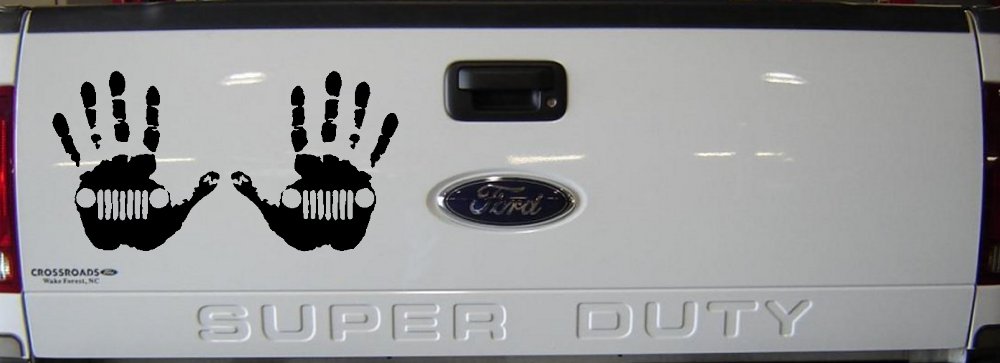 2-Pack Jeep Wave (1 Right, 1 Left Handed) Jeep Grill in Muddy Waving Hand Print Off Road Car or Truck Window Decal Sticker