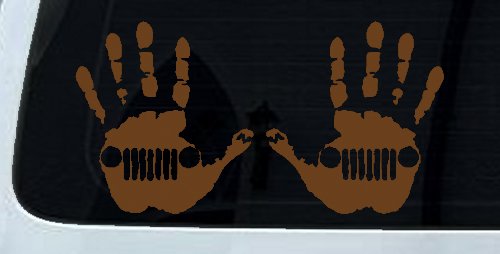 2-Pack Jeep Wave (1 Right, 1 Left Handed) Jeep Grill in Muddy Waving Hand Print Off Road Car or Truck Window Decal Sticker
