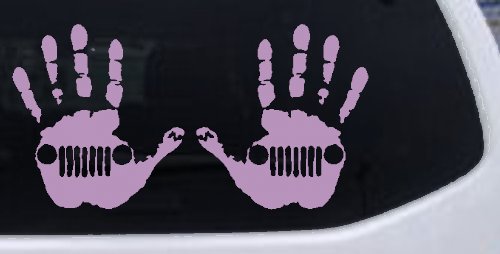 2-Pack Jeep Wave (1 Right, 1 Left Handed) Jeep Grill in Muddy Waving Hand Print Off Road Car or Truck Window Decal Sticker