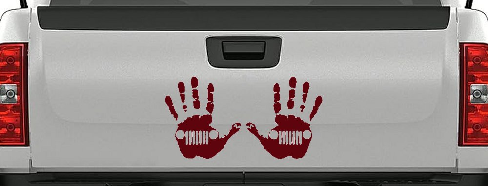 2-Pack Jeep Wave (1 Right, 1 Left Handed) Jeep Grill in Muddy Waving Hand Print Off Road Car or Truck Window Vinyl Decal Sticker (Purple Red)