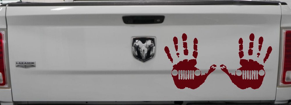 2-Pack Jeep Wave (1 Right, 1 Left Handed) Jeep Grill in Muddy Waving Hand Print Off Road Car or Truck Window Decal Sticker (Purple Red)