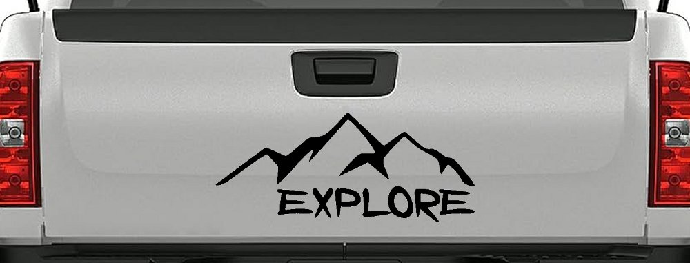 Explore Mountains Hiking Off Road Car or Truck Window Decal Sticker (Black)