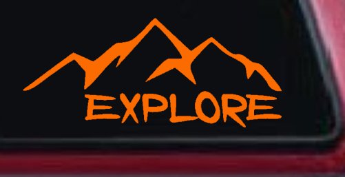 Explore Mountains Hiking Off Road Car or Truck Window Vinyl Decal Sticker (Orange)