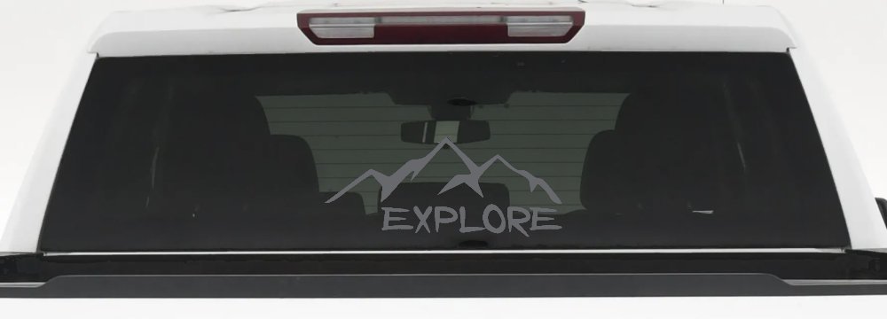 Explore Mountains Hiking Off Road Car or Truck Window Decal Sticker (Silver)