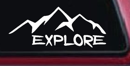 Explore Mountains Hiking Off Road Car or Truck Window Vinyl Decal Sticker (White)