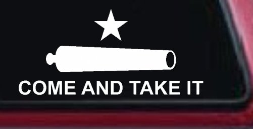 Come and Take It Cannon 2nd Amendment Molon Labe Pro Gun Guns Car or Truck Window Vinyl Decal Sticker (White)