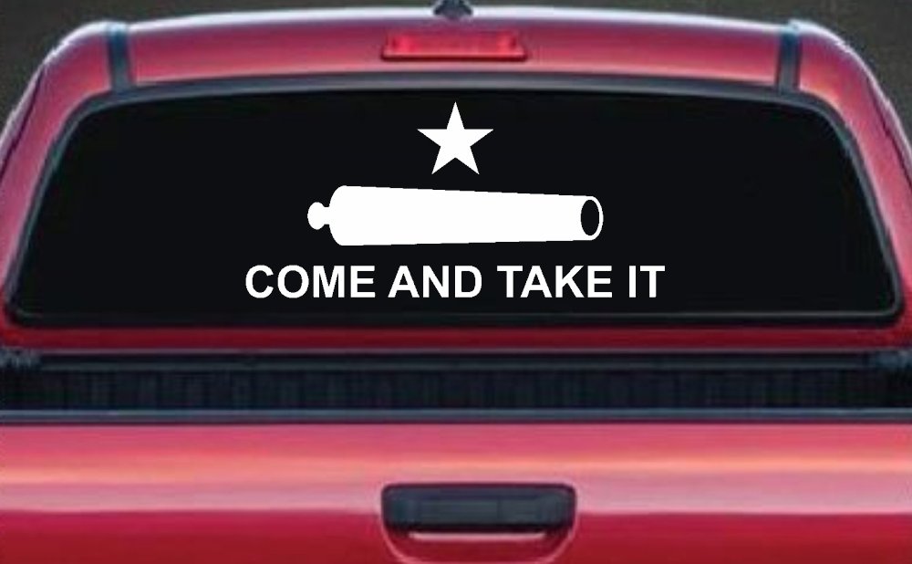 Come and Take It Cannon 2nd Amendment Molon Labe Pro Gun Guns Car or Truck Window Vinyl Decal Sticker (White)